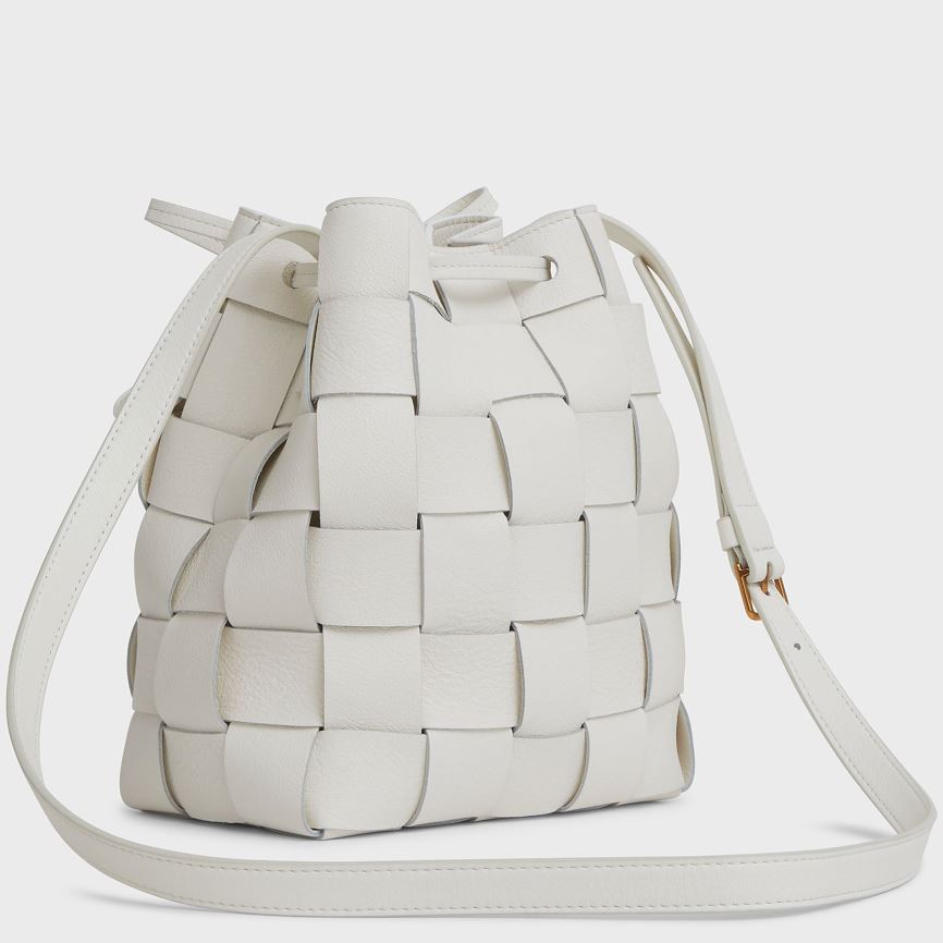 Women's Mansur Gavriel Upcycled Woven Mini Bucket Bags White | AU 8214VZ